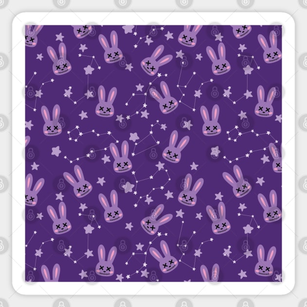 Pastel goth purple zombie bunny pattern Sticker by UniFox